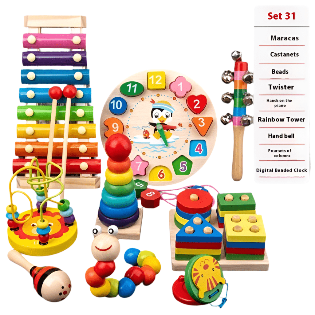 Little Prodigy Wooden Music + Learning Toy Set (9-Piece)